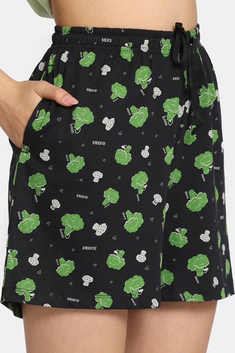Rosaline Bon Appetit Knit Cotton Shorts Set - Black Beauty — image 6